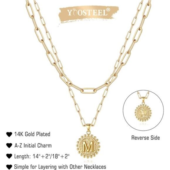 Yoosteel Gold Initial Necklaces for Women, 14K Gold Plated Dainty Layering - Picture 6 of 7
